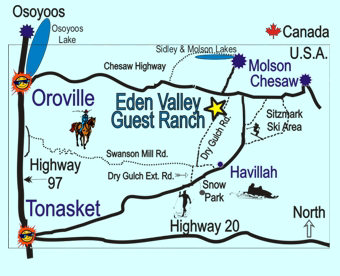 Local map to Eden Valley Guest Ranch.