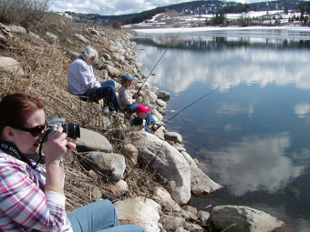 Children Fishing at Sidley Lake in late March