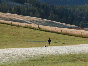 Changing pipes on a cold August morning.